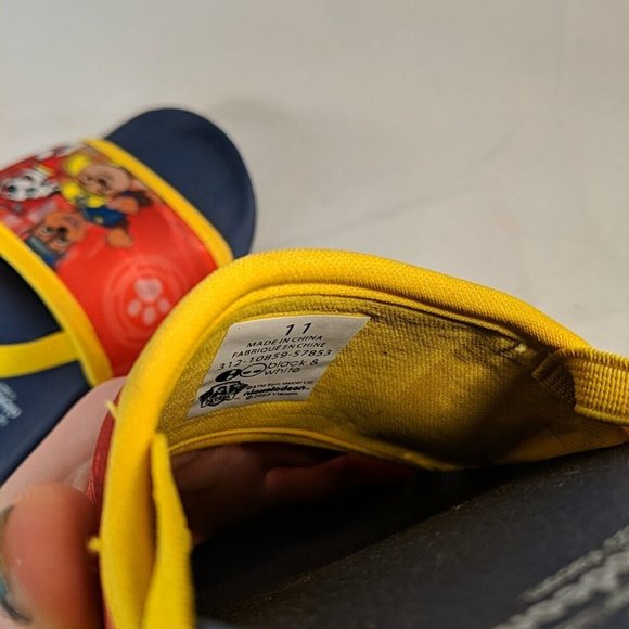 2023 Paw Patrol Sandals Youth Boys 11 Slides Slip-On Slingback Strap Blue Red - Picture 7 of 8